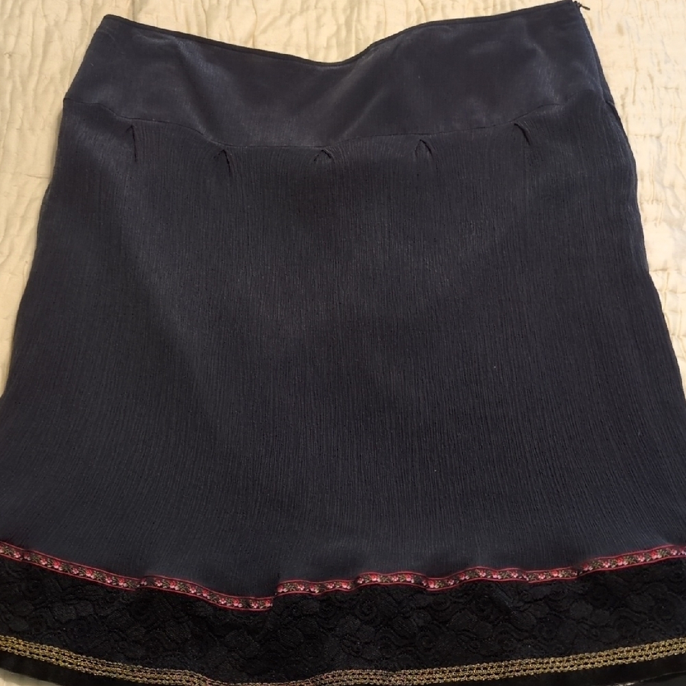 Susan Bristol Black Skirt with Pink and Gold Trim